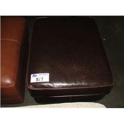 BROWN LEATHER FOOTSTOOL OTTOMAN