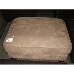 BEIGE MICROFIBER SUEDE FOOTSTOOL OTTOMAN