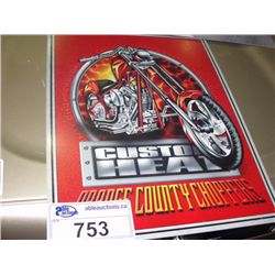 NOSTALGIC TIN ADVERTISEMENT SIGN - ORANGE COUNTY CHOPPERS