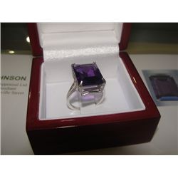 HUGE 16.16CARAT EMERALD CUT AMETHYST RING. VS CLARITY. INCLUDES $900 APPRAISAL