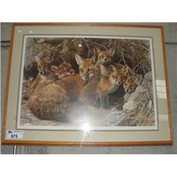 FRAMED LIMITED EDITION #12888/20106 PRINT "FOX DEN" BY CARL BRENDERS