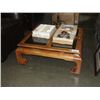 Image 1 : WOOD WITH GLASS TOP COFFEE TABLE