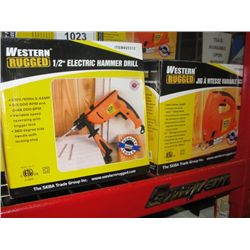 2PC WESTERN RUGID COMBO PACK INCLUDES ONE 1/2  ELECTRIC HAMMER DRILL AND ONE VARIABLE SPEED JIGSAW