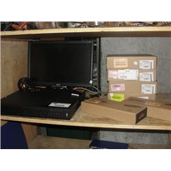 QSEE 16CHANNEL SECURITY DVR WITH ACER MONITER, 2 SAMSUNG BATTERIES, AND 4 BOXES OF COMPUTER MOTHER