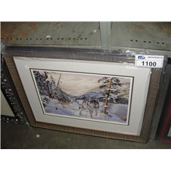 FRAMED PRINT "SNOW WOLVES" BY R DE WOLFE