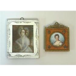 Miniature-paintings, 2 pieces...