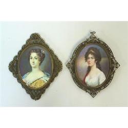 Miniature-paintings, 2 pieces...