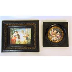 Miniature-paintings, 2 pieces...