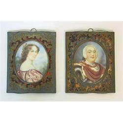 Miniature-paintings, 2 pieces...