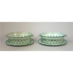 Fruitbowles with saucers, a pair of...