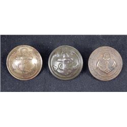 3 Spanish American War Antique Brass Anchor Buttons