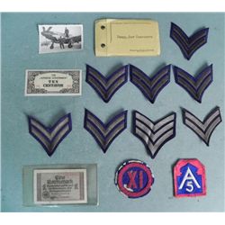 U.S. WWII PATCH, CURRENCY & PHOTO COLLECTION-14 PCS