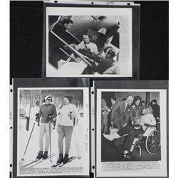 3 Original Press Photos Ethel Kennedy Skiing Accident