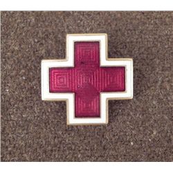 ANTIQUE ENAMEL RED CROSS MEDAL/PIN-MARKED