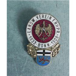 1908 BONN GERMANY LANDWEHR VEREIN ENAMEL MEMBER'S BADGE