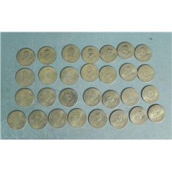 29 BRASS PRESIDENTIAL COINS- W/ RAISED LIKENESS/HISTORY