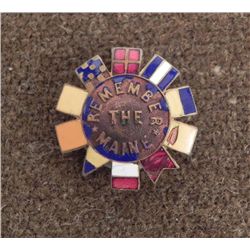 "REMEMBER THE MAINE" ORIG ENAMEL PIN: SPAN-AM WAR