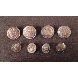 8 WWII US UNIFORM BUTTONS-MKD:WATERBURY BUTTON CO.-GILT