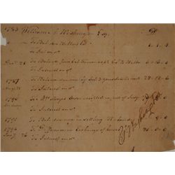 Willaim A. Washington document with Forgery  of a George Washington Signature