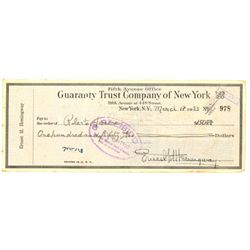 Hemingway Signed  Check