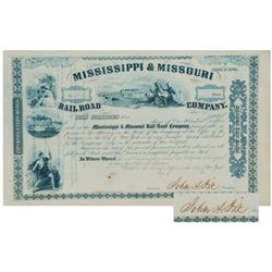 Gen. John A Dix Signed Mississippi And Missouri Railroad Stock