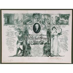 Dr. Richard Strauss Signed Document from the Lotus Club