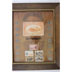Framed The Trailblazers Buffalo Coin and Stamp set
