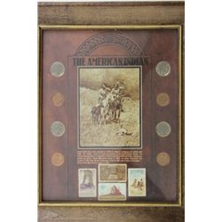 Framed The American Indian Coin and Stamp Set