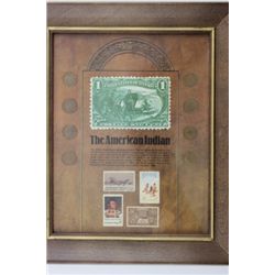 Framed The American Indian Coin and Stamp set