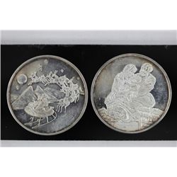 Two 1 Troy Ounce Of .999 Silver Bullion Art Rounds
