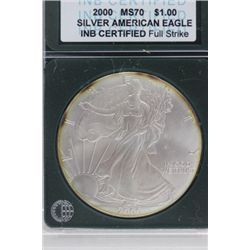 INB Certified 2000 MS70 American Silver Eagle