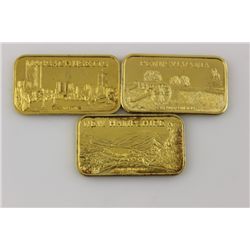 3 18KT Gold plated art Bars 50 States