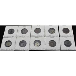 (10) Transit Tokens Various Cities