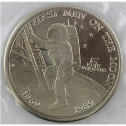 1989 First Men on the Moon 5$ Coin