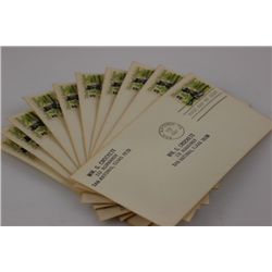 Ten First Day of Issue Davy Crockett 5 cent Stamps