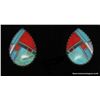 Image 1 : Sterling Teardrop Shaped Inlay Earrings