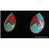 Image 2 : Sterling Teardrop Shaped Inlay Earrings