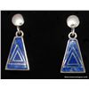 Image 1 : Sterling Triangle Shaped Earrings with Malachite Inlay