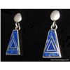 Image 2 : Sterling Triangle Shaped Earrings with Malachite Inlay