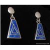 Image 3 : Sterling Triangle Shaped Earrings with Malachite Inlay