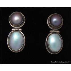 Sterling earrings With Round Top & Hinged Oval Bottom