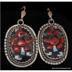 Arlinda Rose Pinto Sterling Silver Kachina Earrings