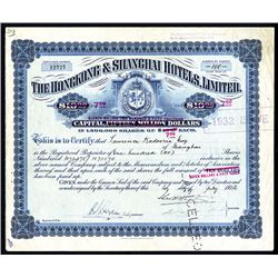 Hongkong & Shanghai Hotels, Limited, 1932 Share Certificate.