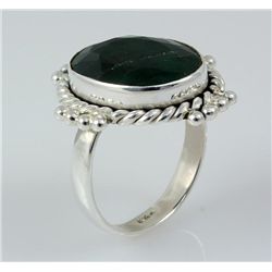 EMERALD BERYL 30.00CTW STERLING SILVER RING