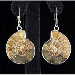 10.60GRAMS AMMONITE FOSSIL GEMSTONE SNAIL EARRING