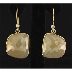 TeaGreen Sapphire 48.95ctw Gold Plated Brass Earring