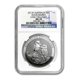 2013 1 oz Silver Australian Kookaburra MS-70 ER NGC