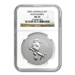 2005 1 oz Silver Australian Kookaburra - MS-70 NGC
