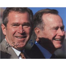 Presidents George H.W. and George W. Bush Dual Signed 8x10 Photo