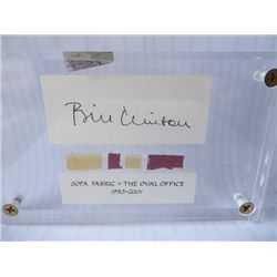 President Bill Clinton Oval Office Couch Swatch with Signed Card